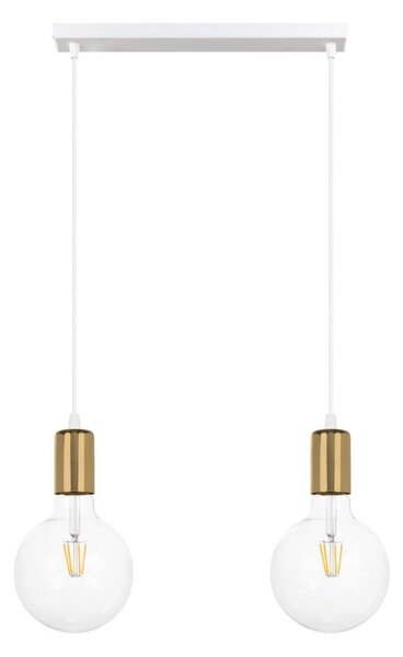 Lustr na lanku MIROS 2xE27/60W/230V bílá/zlatá