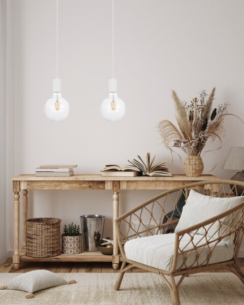Lustr na lanku MIROS 2xE27/60W/230V bílá