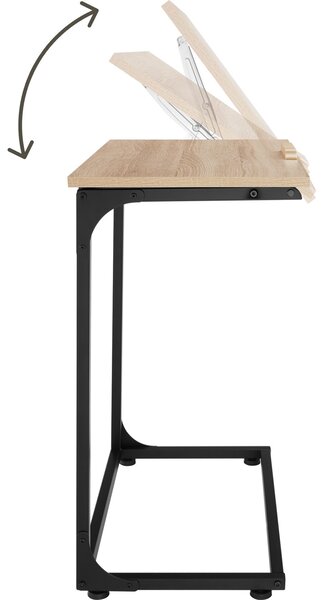 Tectake Odkládací stolek s naklápěcí deskou Ruston 55x35x66,5cm - Industrial světlé dřevo, dub Sonoma