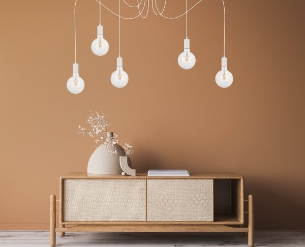 Lustr na lanku MIROS 5xE27/60W/230V pavouk bílá