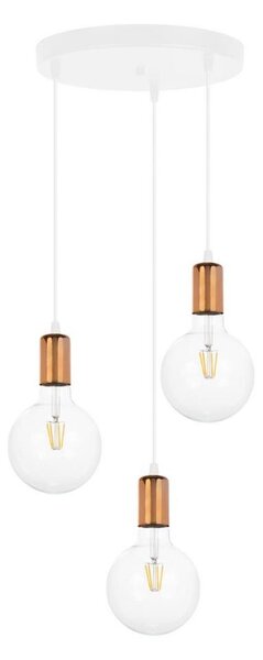 Lustr na lanku MIROS 3xE27/60W/230V kulatý bílá/měděná