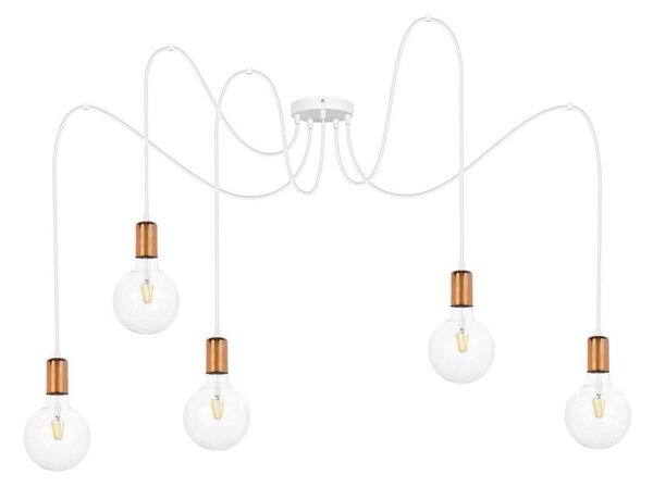 Lustr na lanku MIROS 5xE27/60W/230V pavouk bílá/měděná