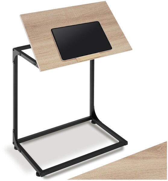 Tectake Odkládací stolek s naklápěcí deskou Ruston 55x35x66,5cm - Industrial světlé dřevo, dub Sonoma