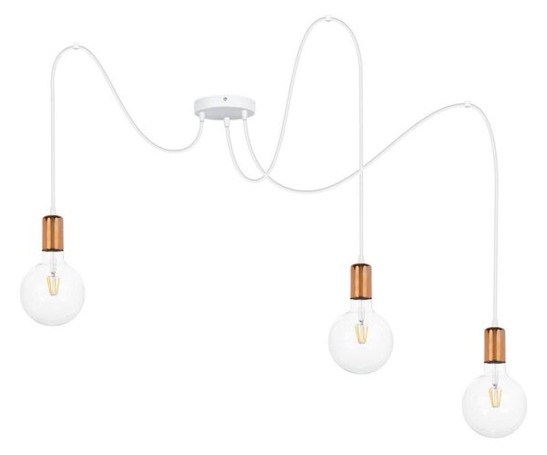 Lustr na lanku MIROS 3xE27/60W/230V pavouk bílá/měděná