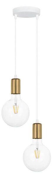 Lustr na lanku MIROS 2xE27/60W/230V kulatý bílá/zlatá