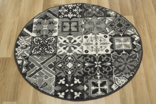 Balta Kulatý koberec Luna 503754/89922 šedý patchwork Rozměr: průměr 80 cm