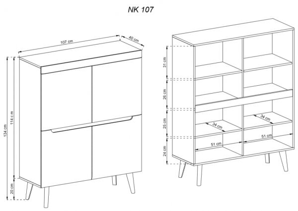 Komoda Nordi NK107 Barva: Dub Artisan