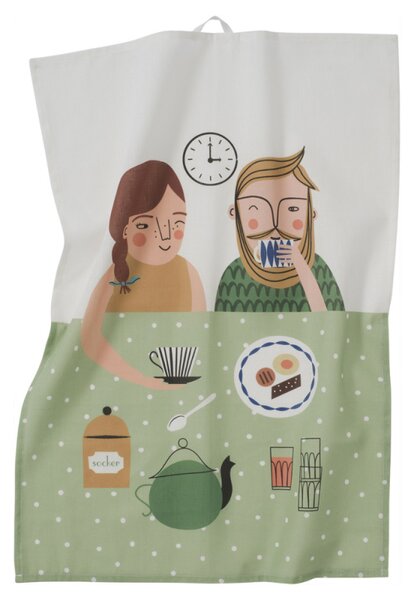 Spira of Sweden Lněná utěrka Fika 50x70