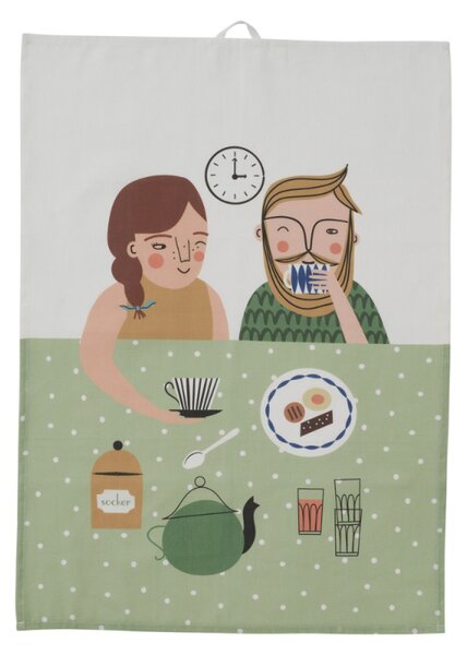Spira of Sweden Lněná utěrka Fika 50x70