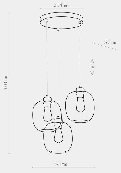 Lustr na lanku ELIO 3xE27/15W/230V