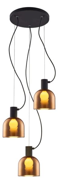 Klausen 113009 - Lustr na lanku FIRE 3xE27/9W/230V hnědá/černá
