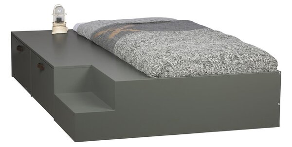 Zeleno-šedá dětská postel z borovicového dřeva s úložným prostorem 80x200 cm Stage – vtwonen