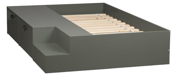 Zeleno-šedá dětská postel z borovicového dřeva s úložným prostorem 80x200 cm Stage – vtwonen