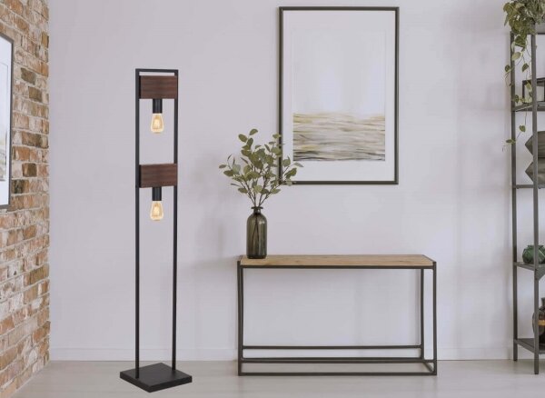 Klausen 107002 - Stojací lampa HARD 2xE27/11W/230V dřevo/černá
