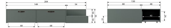Zeleno-šedá dětská postel z borovicového dřeva s úložným prostorem 80x200 cm Stage – vtwonen