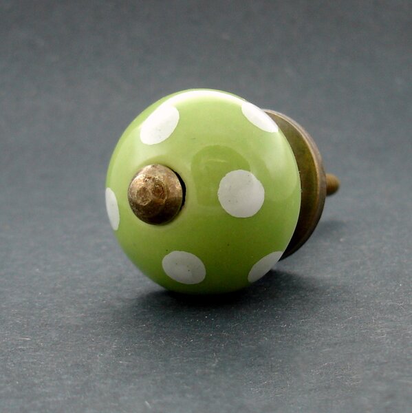 Keramická úchytka-Zelená s puntíky-MALÁ Barva kovu: antik tmavá