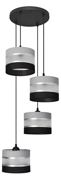 Lustr na lanku HELEN 4xE27/15W/230V černá/šedá/stříbrná