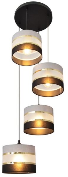 Lustr na lanku HELEN 4xE27/15W/230V černá/šedá/zlatá