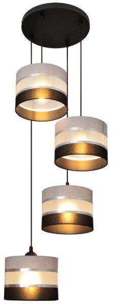 Lustr na lanku HELEN 4xE27/15W/230V černá/šedá/stříbrná