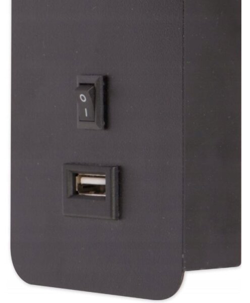 Nástěnné bodové svítidlo s USB nabíječkou 1xGU10/35W/230V černá
