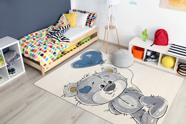 Makro Abra Dětský kusový koberec PETIT TEDDY Medvídek krémový Rozměr: 140x190 cm