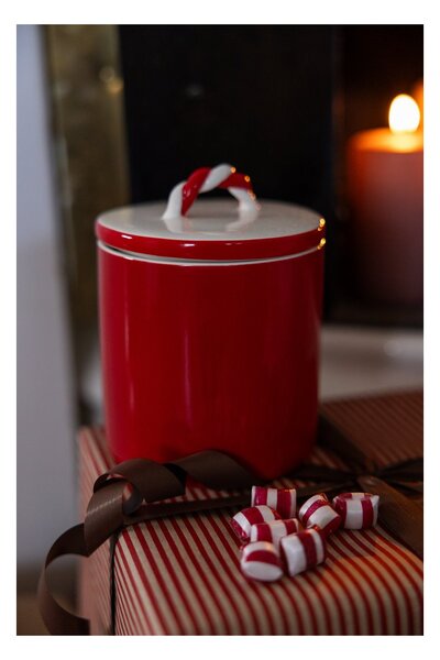 Vánoční keramická dóza Polka Red 15 cm Storefactory Scandinavia
