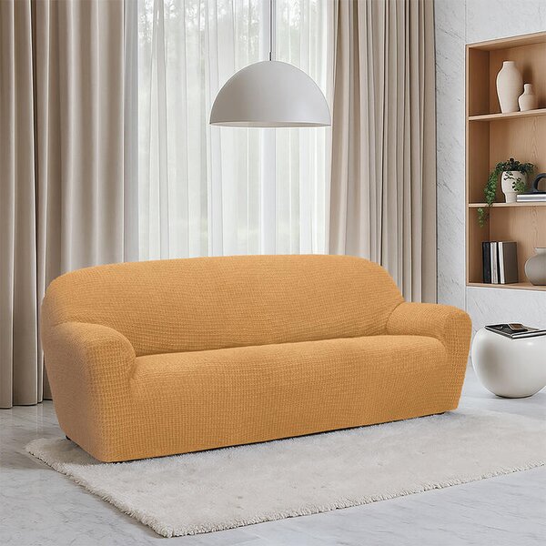 Super strečové potahy RUBINIA zlatá dvojkřeslo (š. 140 - 180 cm)