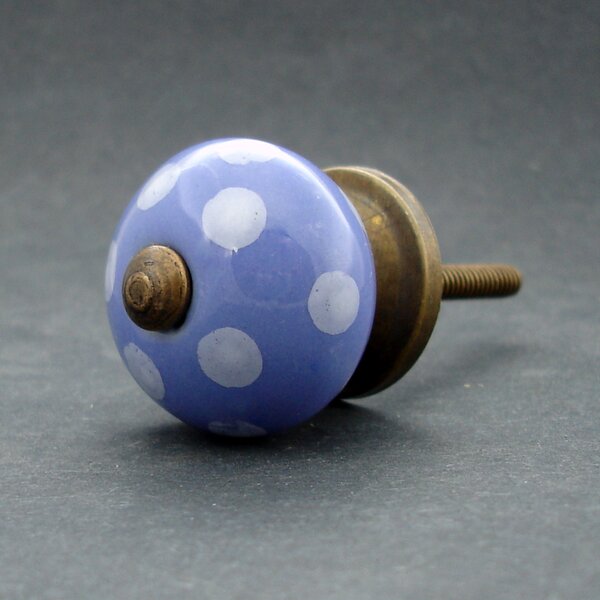 Keramická úchytka-Modrá pastel s puntíkem MALÁ Barva kovu: zlatá