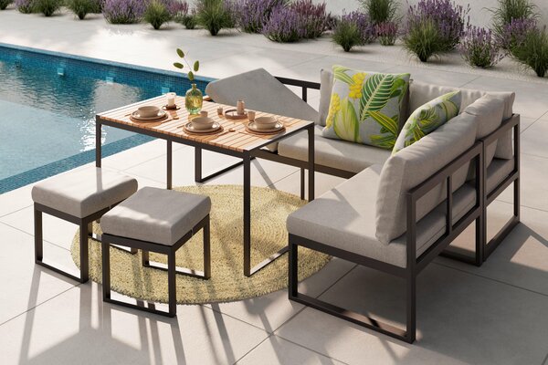 ZAHRADNÍ SEDACÍ SOUPRAVA dřevo, kov, textil Ambia Garden