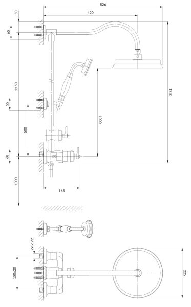 OMNIRES AM5244/6CR - Sprchová sada s termostatickou baterií ARMANCE lesklý chrom