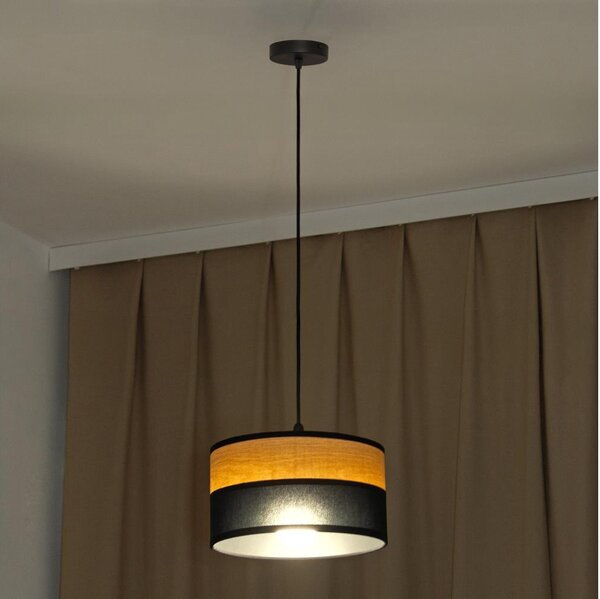 Lustr na lanku ALBA 1xE27/15W/230V pr. 25 cm černá/hnědá