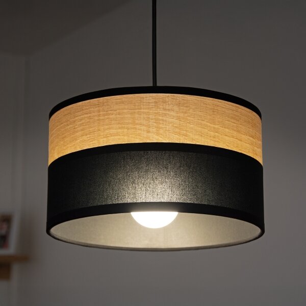 Lustr na lanku ALBA 1xE27/15W/230V pr. 20 cm černá/hnědá