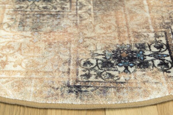 Makro Abra Kulatý koberec Patchwork HD Béžový Rozměr: průměr 67 cm