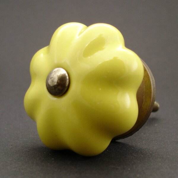 Keramická úchytka-Žlutý květ Barva kovu: antik světlá