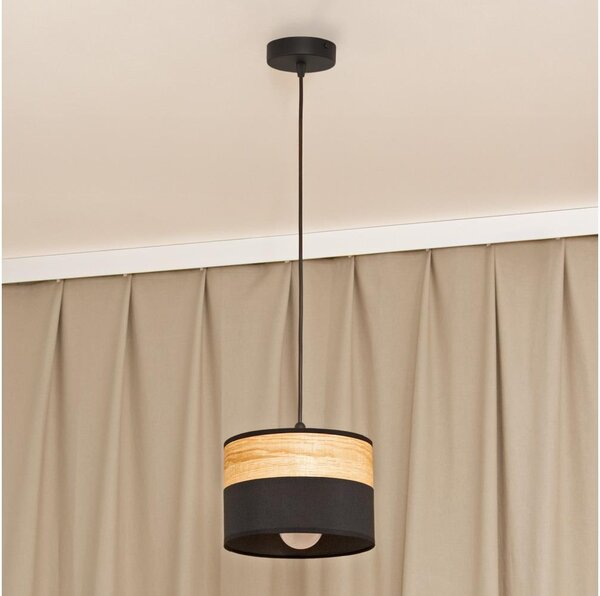 Lustr na lanku ALBA 1xE27/15W/230V pr. 20 cm černá/hnědá