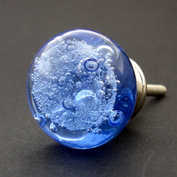 Skleněná úchytka-Modrá bublinka