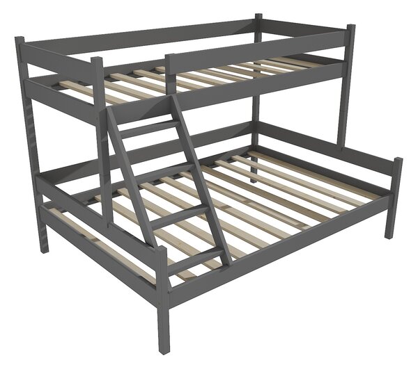 Vomaks Patrová postel s rozšířeným spodním lůžkem PPS 002 Rozměr: 100/120 x 180 cm, Povrchová úprava: netransparentní barva šedá