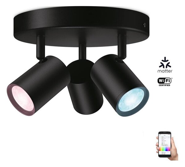 WiZ - LED RGBW Stmívatelné bodové svítidlo IMAGEO 3xGU10/4,9W/230V černá Wi-Fi