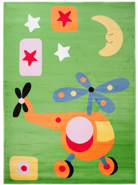 Makro Abra Dětský kusový koberec KINDER A648A Vrtulník Helikoptéra zelený Rozměr: 140x190 cm