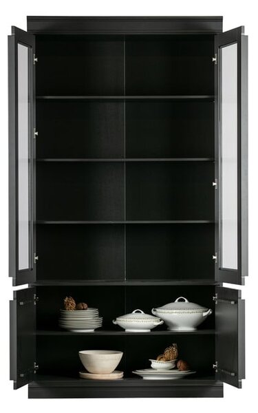 Černá vitrína z borovicového dřeva 110x215x44 cm Organize – WOOOD