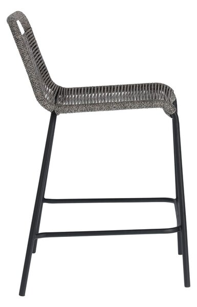 Šedá barová židle s ocelovou konstrukcí Kave Home Glenville, výška 62 cm