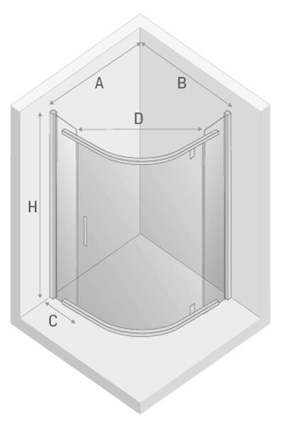 New Trendy New Komfort Black sprchový kout 90x90 cm půlkulatá černá matný/průhledné sklo K-0469
