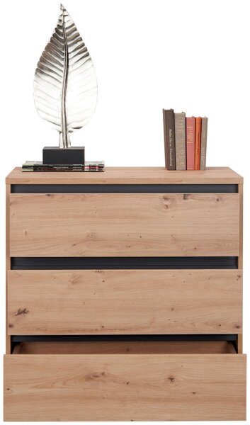 KOMODA, antracitová, barvy dubu, 80/79/48 cm Carryhome - Široké komody