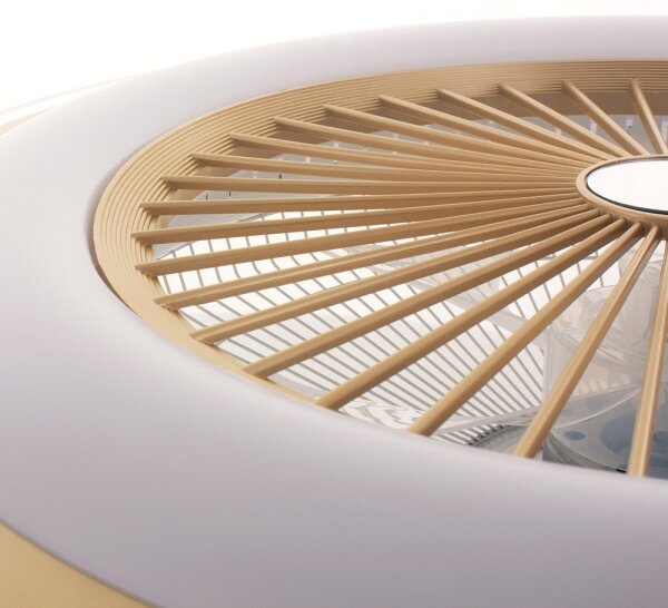 LED Stmívatelné stropní svítidlo s ventilátorem ZEPHYR LED/48W/230V zlatá + DO
