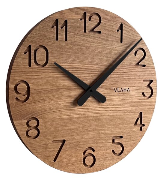 VLAHA Designové velké dřevěné hodiny OAK vyrobené v Čechách ⌀45cm VCT1132 (ručně vyrobené české hodiny)
