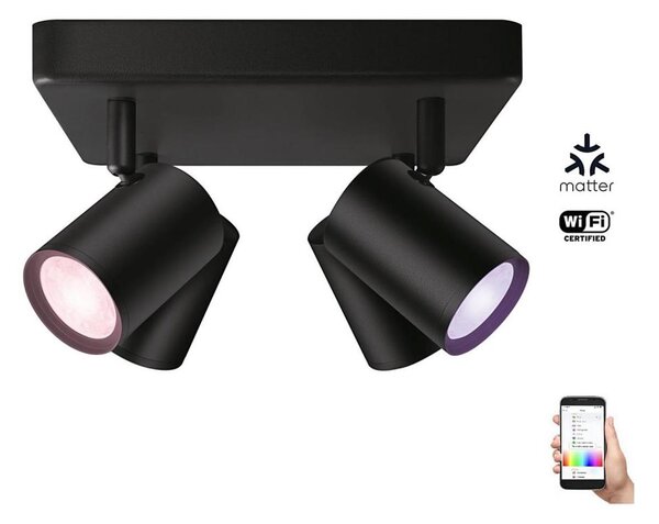 WiZ - LED RGBW Stmívatelné bodové svítidlo IMAGEO 4xGU10/4,9W/230V černá Wi-Fi