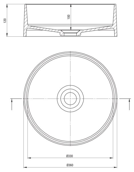 Deante CQS_SU4S - Umyvadlo na desku SILIA pr. 36 cm granit/metalicky šedá
