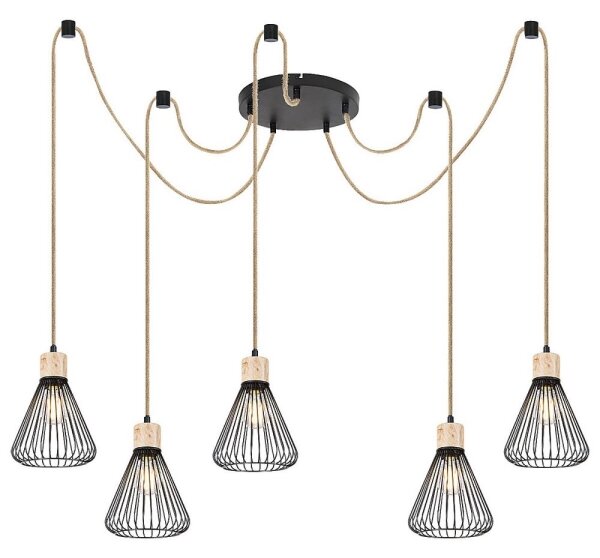 Rabalux 3150 - Lustr na lanku FARFALLE 5xE27/40W/230V pavouk černá/buk