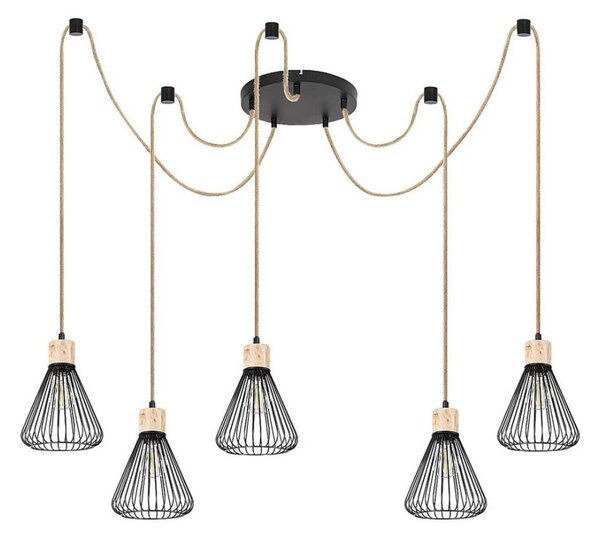 Rabalux 3150 - Lustr na lanku FARFALLE 5xE27/40W/230V pavouk černá/buk