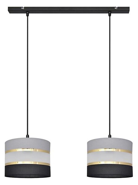 Lustr na lanku HELEN 2xE27/15W/230V černá/šedá/zlatá